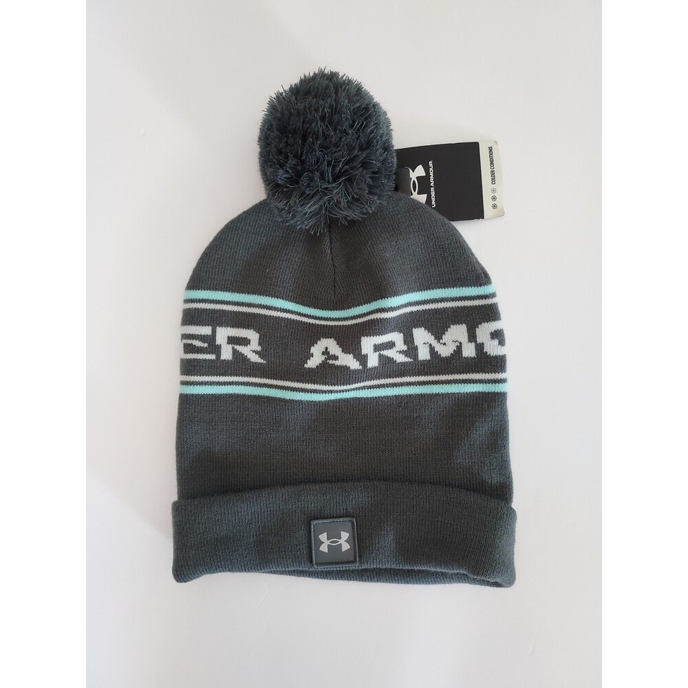 UNDER ARMOUR Men's Pom-Pom Gray Knit Beanie Hat - OSFM - NEW!